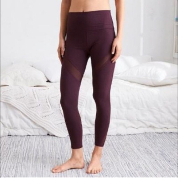 aerie Pants - Aerie Move Mesh Leggings 7/8 Burgundy Medium